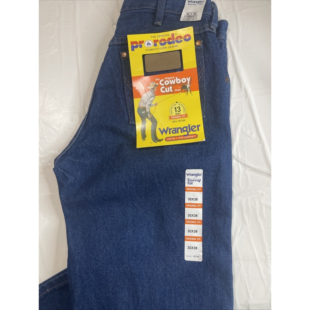 Men's Rigid Wrangler Cowboy Cut 13MWZ Original Fit Jeans - Rigid Indigo 30x36 - Picture 4 of 4